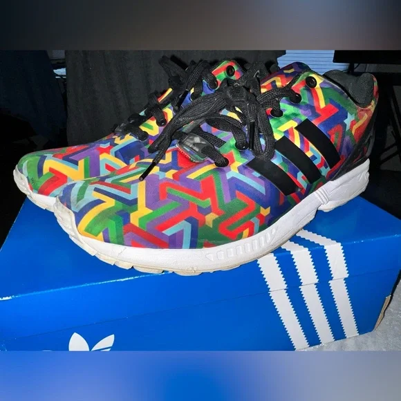 Adidas ZX Flux Torsion sneakers in a multi-color "Art Mosaic Rainbow" print - Picture 16 of 16